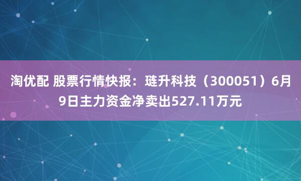 淘优配 股票行情快报：琏升科技（300051）6月9日主力资金净卖出527.11万元