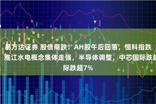 易方达证券 股债商跌！AH股午后回落，恒科指跌1%，雅江水电概念集体走强，半导体调整，中芯国际跌超7%