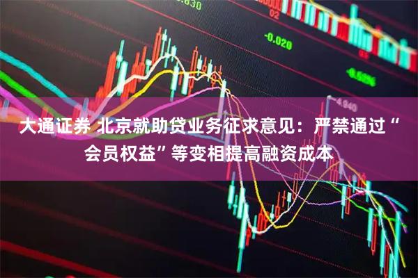 大通证券 北京就助贷业务征求意见：严禁通过“会员权益”等变相提高融资成本